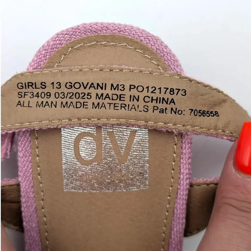 DV by Dolce Vita Govani Ruffle Sandals Open Toe Girls Pink Size US13